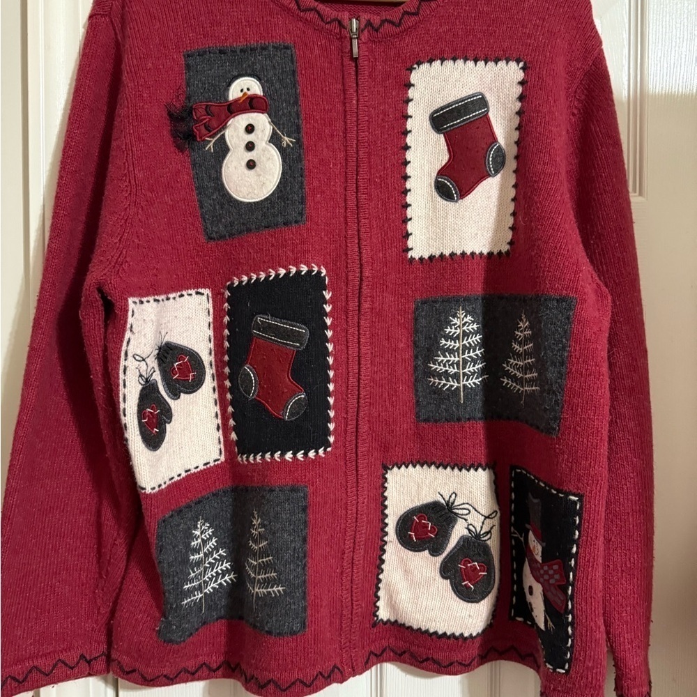 Croft & Barrow Wool Blend Holiday Cardigan - Size 1X - Picture 4 of 11